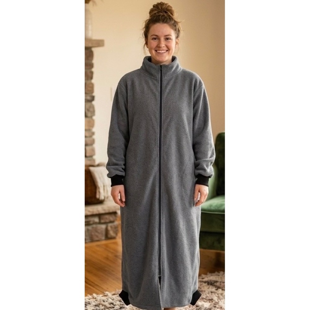 Trailridge Fleece PJ Sleep Sack Lounger Wearable Blanket Robe One Size Gray Zip